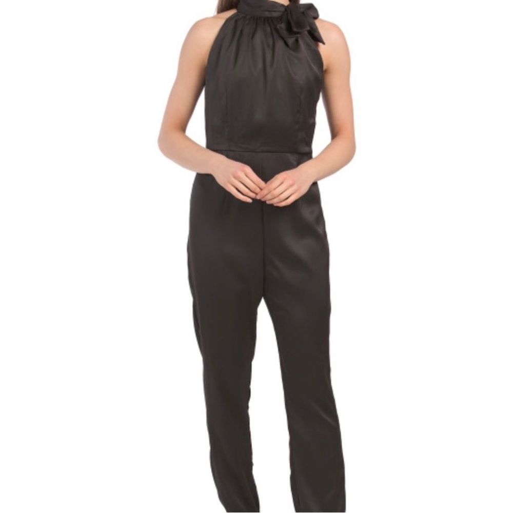 Satin Black Jumpsuit for Interview / Bachelorette Party